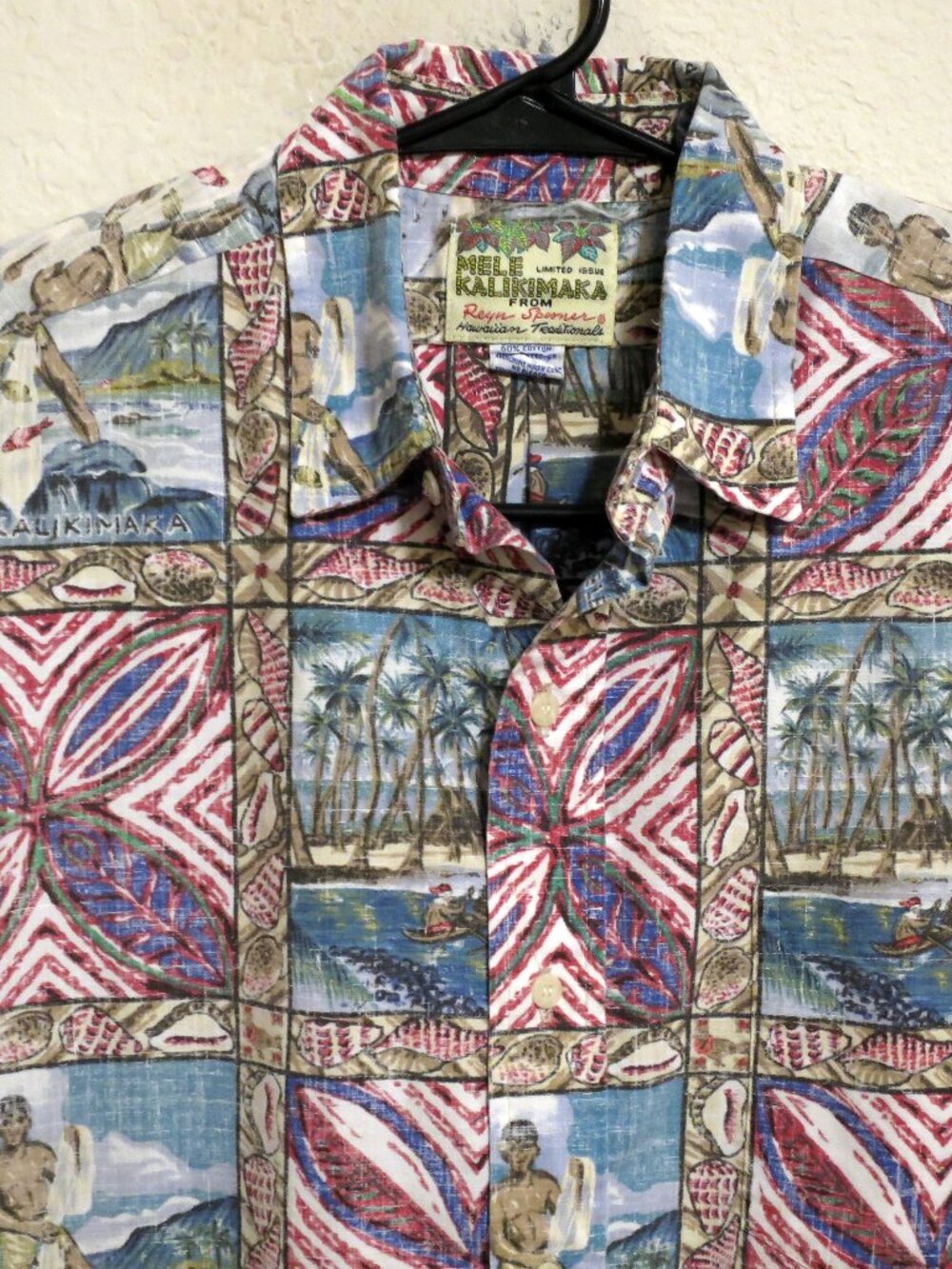 Reyn Spooner Shirt Mens Medium Mele Kalikimaka Hawaiian Short Sleeve Button